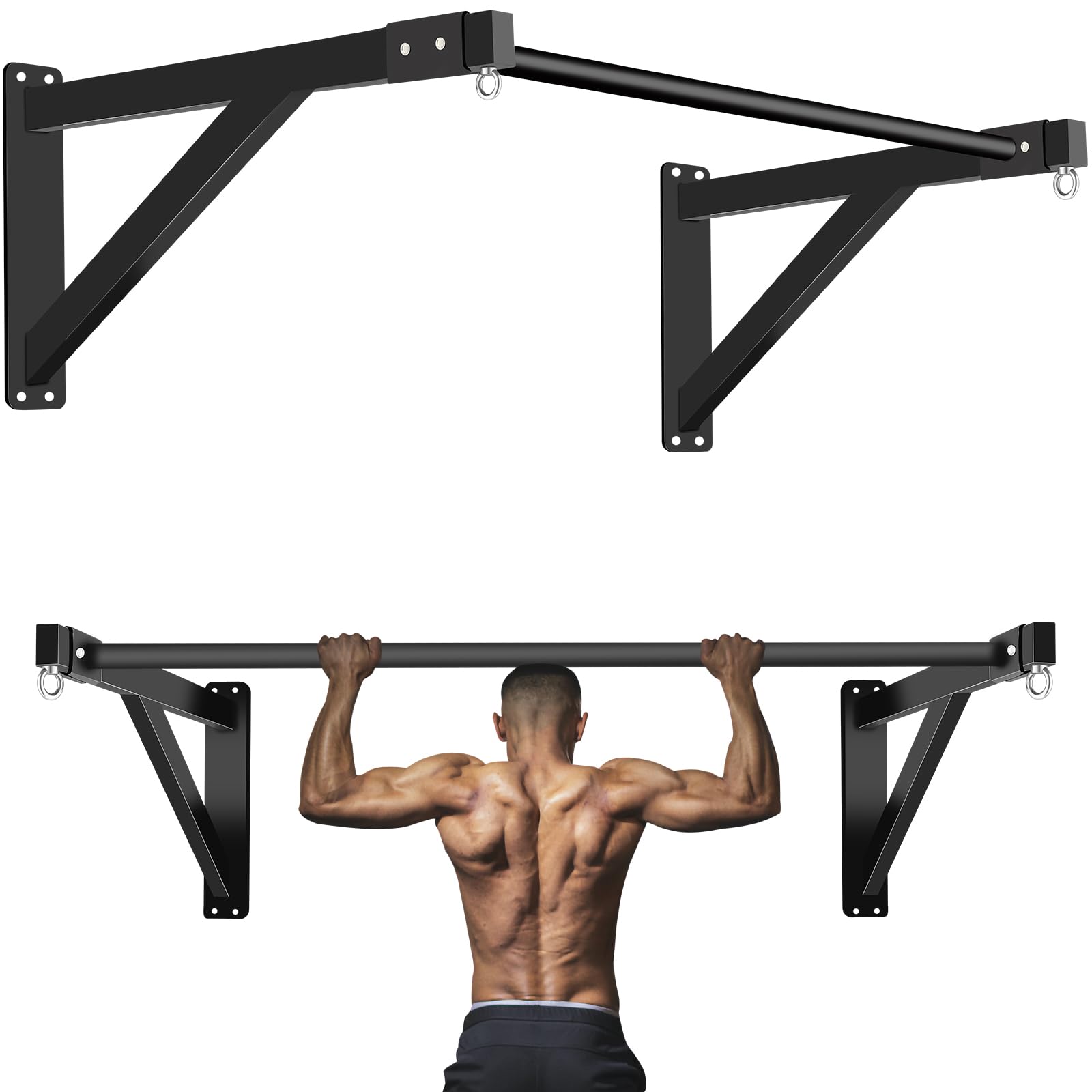 Photo 1 of ** TWO BOX SET ** Wall Mounted Pull Up Bar, Heavy Duty Chin Up Bar - Upgrade 1110 lbs Weight Capacity, Multi-Grip Pull Ups, Strength Training Pull-Up Bars for Home Garage Gym Versatile Workouts