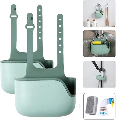 Amazon スポンジ置きキッチン スポンジラック シンクスポンジホルダー スポンジ置き調節可能収納 シンク用品 洗剤置き たわし入れ 蛇口にかけ バスルーム キッチン 2pcs グリーン スポンジ たわし入れ オンライン通販