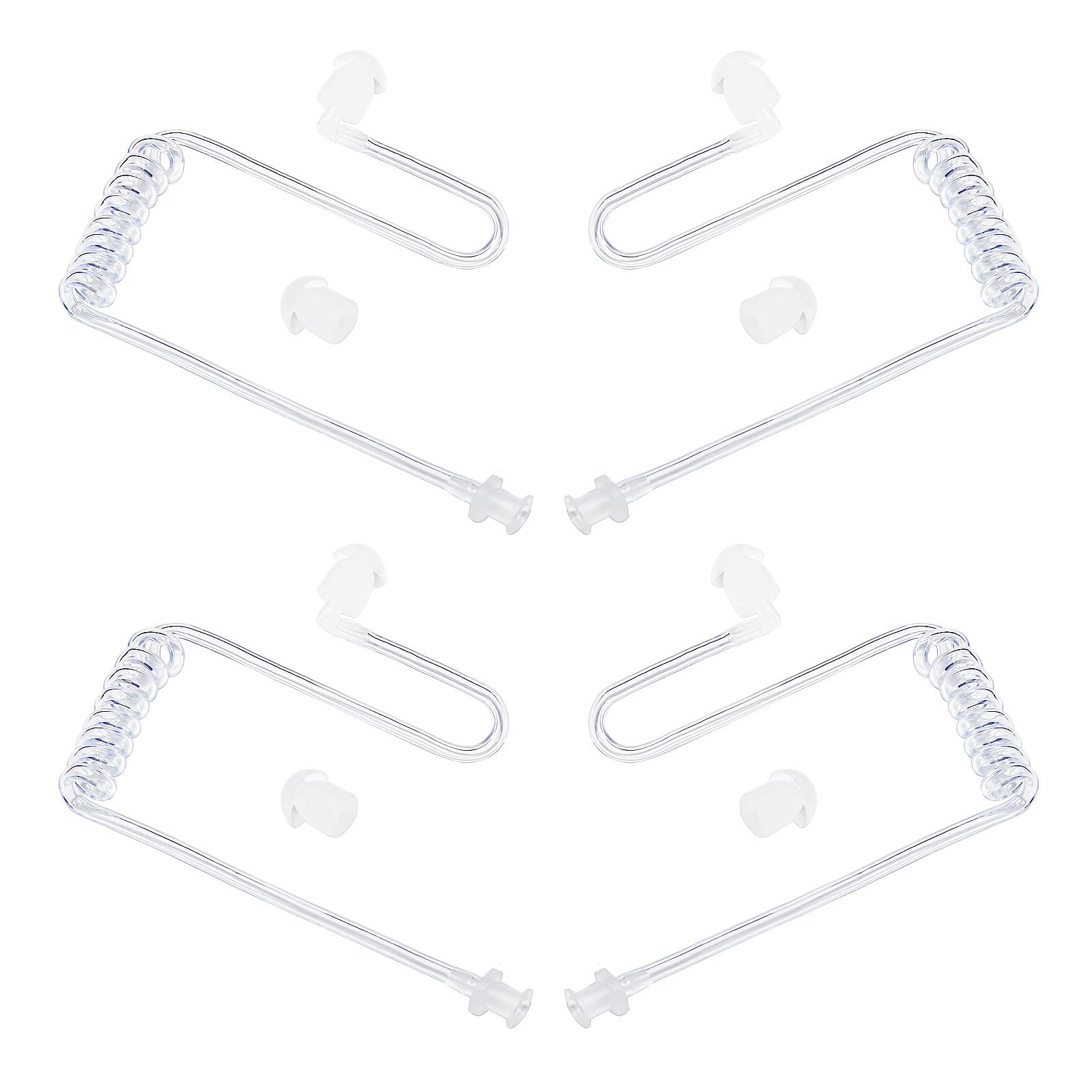 HYSHIKRA Replacement Covert Acoustic Air Coil Audio Tube Compatible with Motorola Kenwood Baofeng Walkie Talkie FBI Security Earpiece Headset (Transparent, 4 Pack)