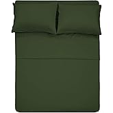 Best Season 4 Piece Bed Sheet Set (Queen Size Olive Green) 1 Flat Sheet,1 Fitted Sheet and 2 Pillow Cases,100% Brushed Microfiber 1800 Luxury Bedding,Deep Pockets,Extra Soft & Fade Resistant