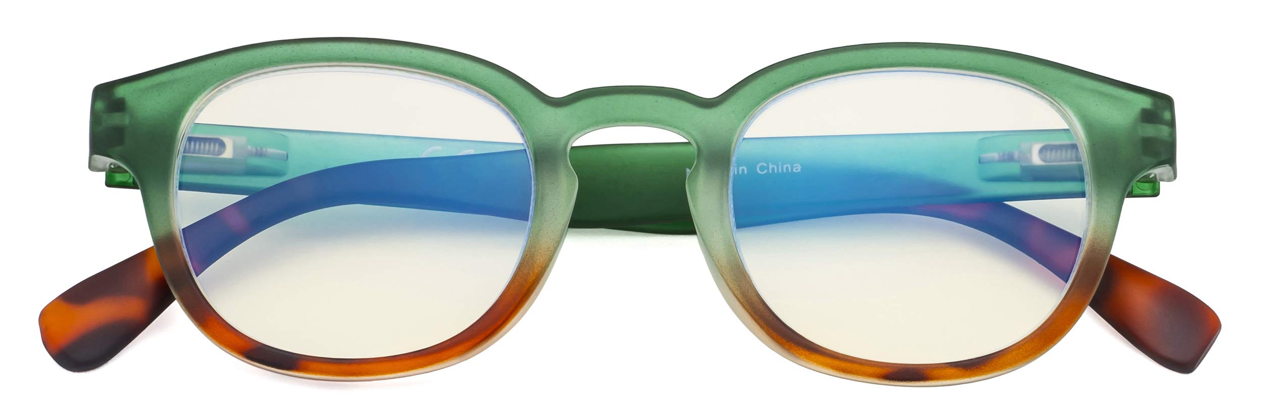 CessBlu Ladies Computer Glasses Anti UV Rays Glare Blocking Blue Light for Women Reading (Green) +2.0