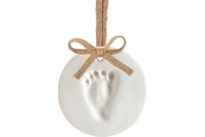 Kate & Milo Clay Babyprints Keepsake, Baby's First Christmas Ornament, Newborn Handprint or Footprint Clay Kit, Easy No-Bake DIY Clay Impression, Gender-Neutral Christmas Baby Gift, Burlap