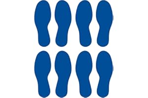 LiteMark Floor Vinyl Decals Footprint Stickers – line up Stickers for Classroom Floor, Offices, Dance, Events – Temporary Spot Markers, Blue, 10.5 Inch, Pack of 8 Pcs (4 Pairs)