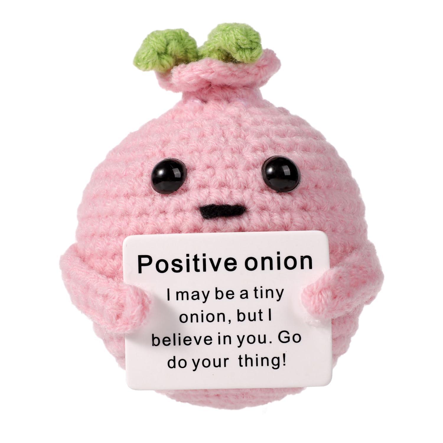 NQEUEPN Funny Positive Onion, Crochet Toys Potato Doll with Encouragement Card Emotional Support Onion Knitted Onion Toy for Home Office Bedroom Decoration