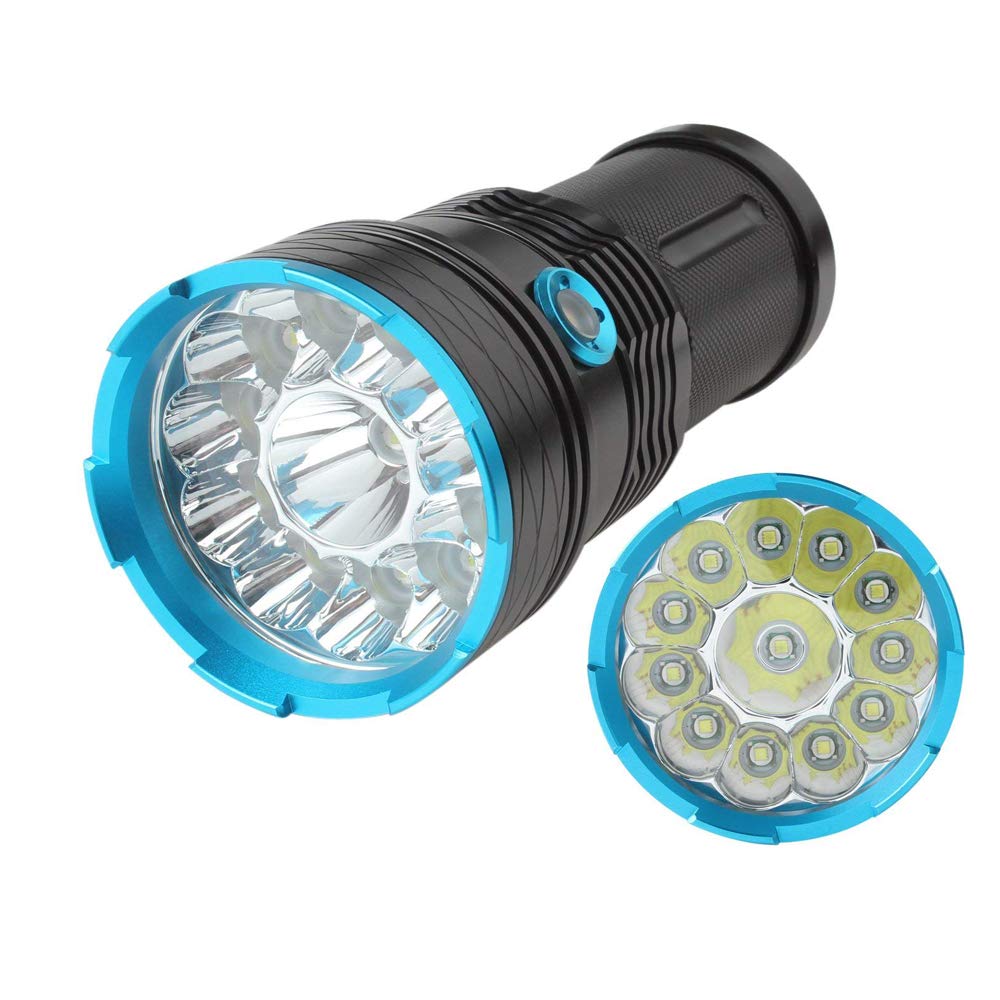 Tactical LED Torch 10000 Lumens High Power Flashlight Super Bright 12 x XML T6 LED Waterproof Handheld Torches with 3 Modes for Home and Outdoor Activities(Battery not Included)