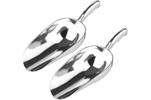 GOLDEN PEARL 12 Oz Cast Aluminum Bar Ice Scoop Suitable for wedding, buffet (Silver-2pc)