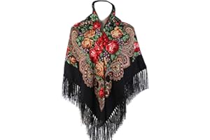 Gudessly Women's Traditional Scarf Wrap Tassel Shawl Fringes Neck Head Shawl Retro Scarf Floral Poncho Printing Shawl