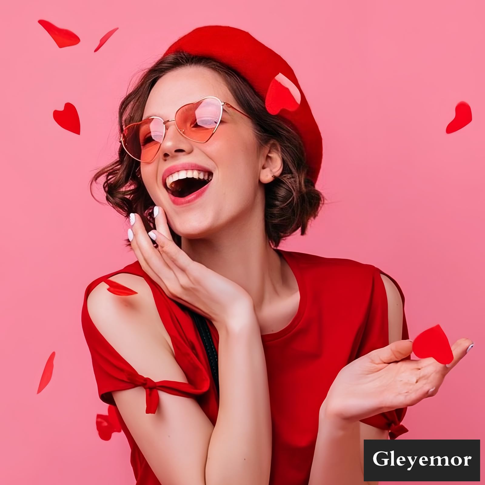 Polarized Heart Shaped Sunglasses for Women Metal Frame Cute Lovely Glasses 100% UV Protection