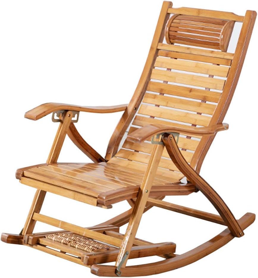 Amazon 大人用キャンプロッキングチェア折りたたみアームチェア竹木製サンラウンジャーデッキリラックスリクライニングチェア Max 250kg ロッキングチェア オンライン通販