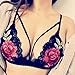 Sumen Women Girl Full Cup Lace Floral Bralette Bustier Strappy Bra (M, Black)