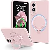 Vanxiliiy for Galaxy S25 Edge Case with Stand, Slim Liquid Silicone Phone Cases Compatible with MagSafe, Full Camera Protection Magnetic Kickstand Case Cover for Samsung S25 Edge, Pink