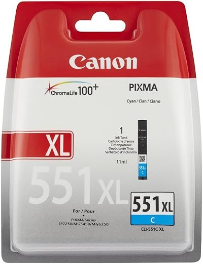 Canon CLI-551C XL Cyan Ink Cartridge - Blister Pack, Genuine