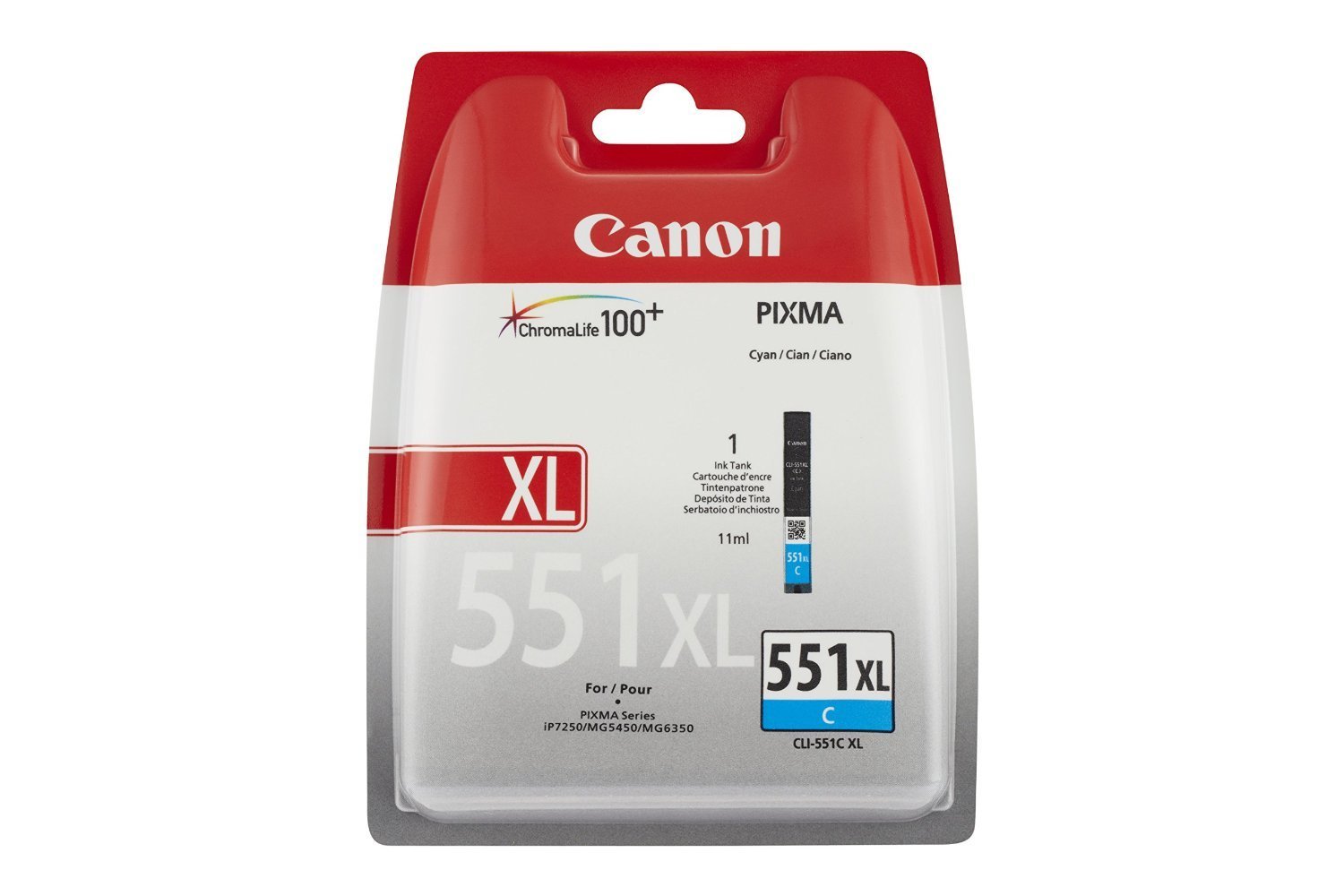 Canon CLI-551C XL C Ink Cartridge in Blister Packaging with Security Cyan