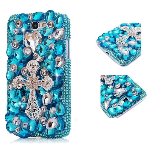 EVTECH(TM) 3D Handmade Rhinestong Series Crystal Diamond Rhinstone Design Bling Case Clear Cover for Samsung Galaxy Note II 2 N7100 I605 L900 I317 T889 T-mobile Version (100% Handcrafted)