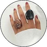 LAIHUARYWA Resin Ring Set Multicolor Acrylic Plastic Knuckle Rings for Women Cute Trendy Chunky Geometric Colorful Stackable Square Jewelry Pack Statement Dome Thick Y2K Birthday Gift