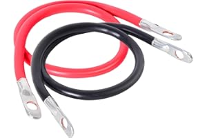 TOPDC 4 AWG Battery Cable 24-Inch Battery Inverter Cables Set All Copper Conductor Wire with 3/8" Ring Terminals (4 Gauge x 24 Inches) for Car Truck RV Solar, Replacement Parts & Accessories