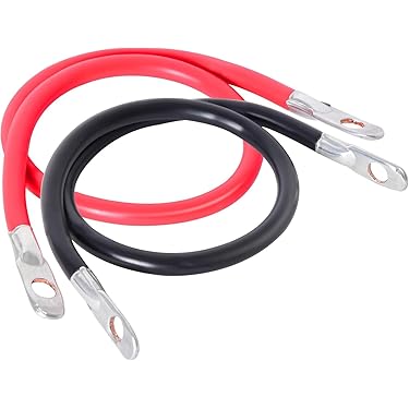 Flaconi 12v 5AWG Car Battery Cables - 20 Inch Copper Wire With Silicone Jacket (2 Pack, Red & Black) For Cars, Trucks, Motorcycles