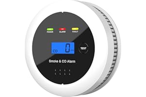 UxmCruxial Smoke Detector Carbon Monoxide Detector Combo, 2 in 1 Smoke and Carbon Monoxide Alarm with Display 85dB Alarm Replaceable Battery Fire Alarm CO Detector for Kitchen,Office