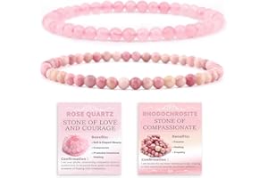 NCB 2.3-Piece 4mm Natural Crystal Gemstone Stretch Bracelets – Handmade Reiki Energy Healing Jewelry for Meditation,Yoga, Unisex