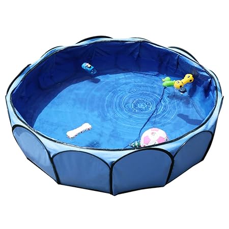 Petsfit Faltbares Hundeschwimmbad, Welpenbad, Freigarten Pool für Hunde und Welpen, Farbe Bule, Durchmesser 104cm x Höhe 30cm