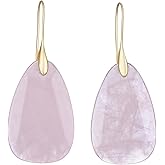 Plumiss 18K Gold Plated Gemstone Teardrop Dangle Earrings for Women - Natural Crystal Healing Stone Drop Earrings, Lightweight Statement Jewelry for Valentine's Day, Anniversary, Birthday Gift