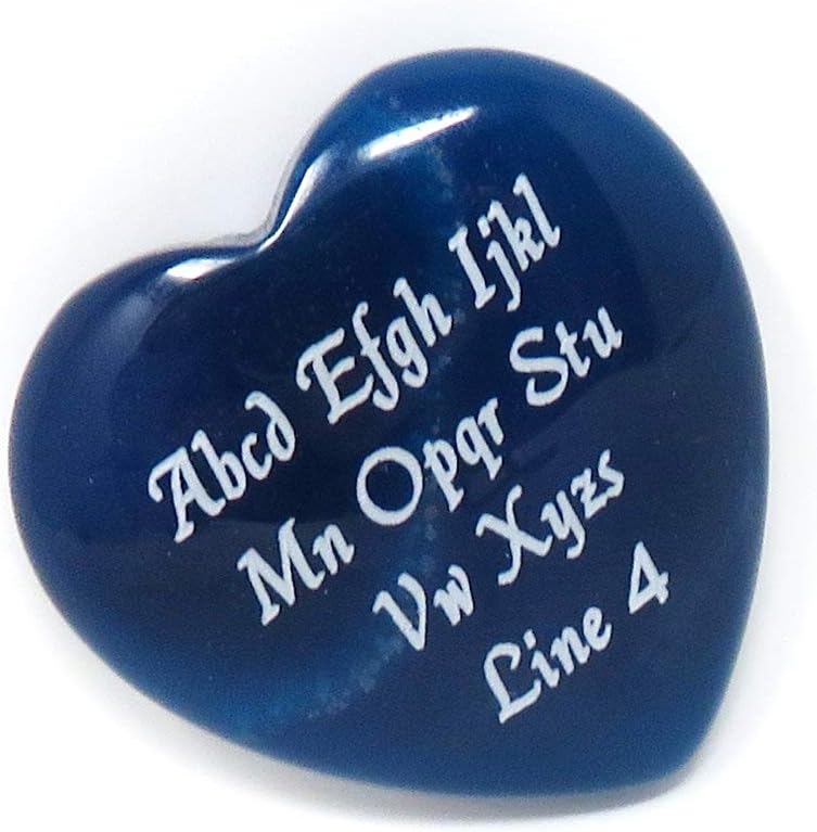 Indoor Fountains & Accessories - Innovative Surface Art Blue Agate Stone Heart - Custom Engraved Personalized - No Holes - Pocket Love Stone - Party Favors - Gifts - Puff (30 mm)
