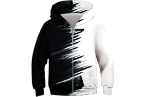 uideazone Kids Boys Girls Zip Up Hoodie 3D Printed Hooded Sweatshirt Hoody Coat with Pocket 6-14 Years