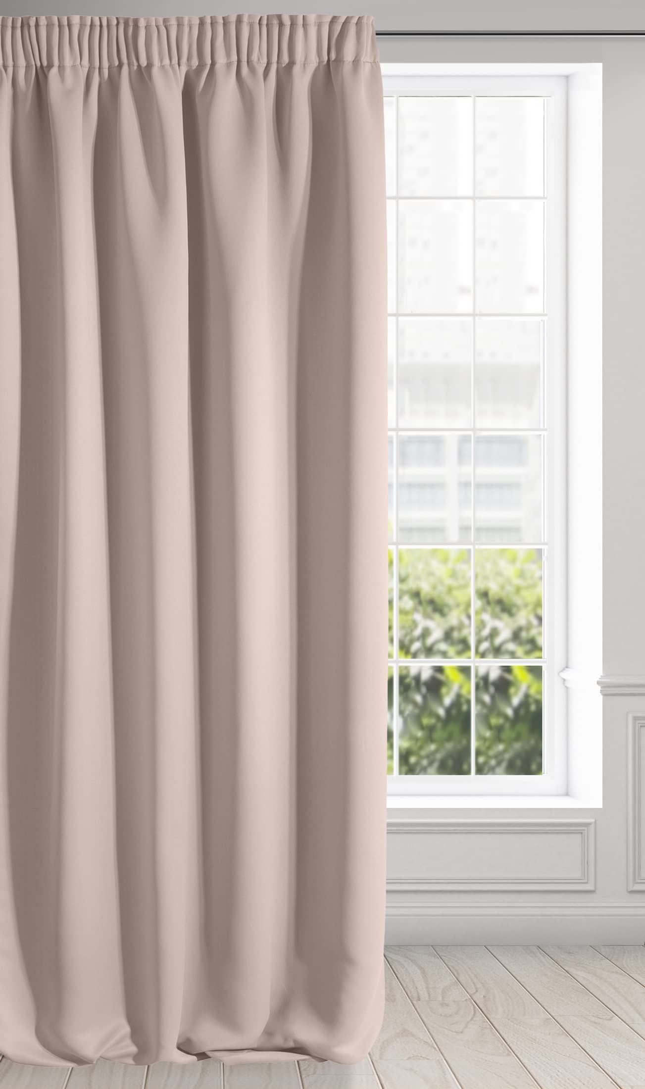 Eurofirany LOGAN Extra Long Blackout Curtain - 1 Unit Rod Pocket, Rufflette Tape, Light blocking Room Darkening Bedroom Living Room, W53 x L106, Altrosa