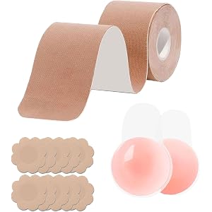 Aimuyan Boob Tape Breast Lift Tape for Large Breasts,2 Pcs Silicone Breast Reusable Adhesive Bra, Bob Tape for A-G Cup