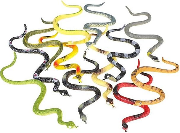 Pack Of 12 Plastic 6 Inch Fake Snakes 