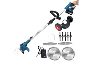 Weed Eater Battery Powered,21v Trimmer Edger Lawn Tool,3-in-1 Grass Trimmer/Wheel Edger,4.0 Ah Battery,for Garden,Yard Trimming,Lawn Cutting(Blue) by SHINTYOOL