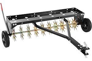 VEVOR Tow Behind Plug Aerator, 40 in Lawn Spike Aerator with Universal Hitch, 150lbs Weight Capacity, Heavy Duty & Rust-Resis