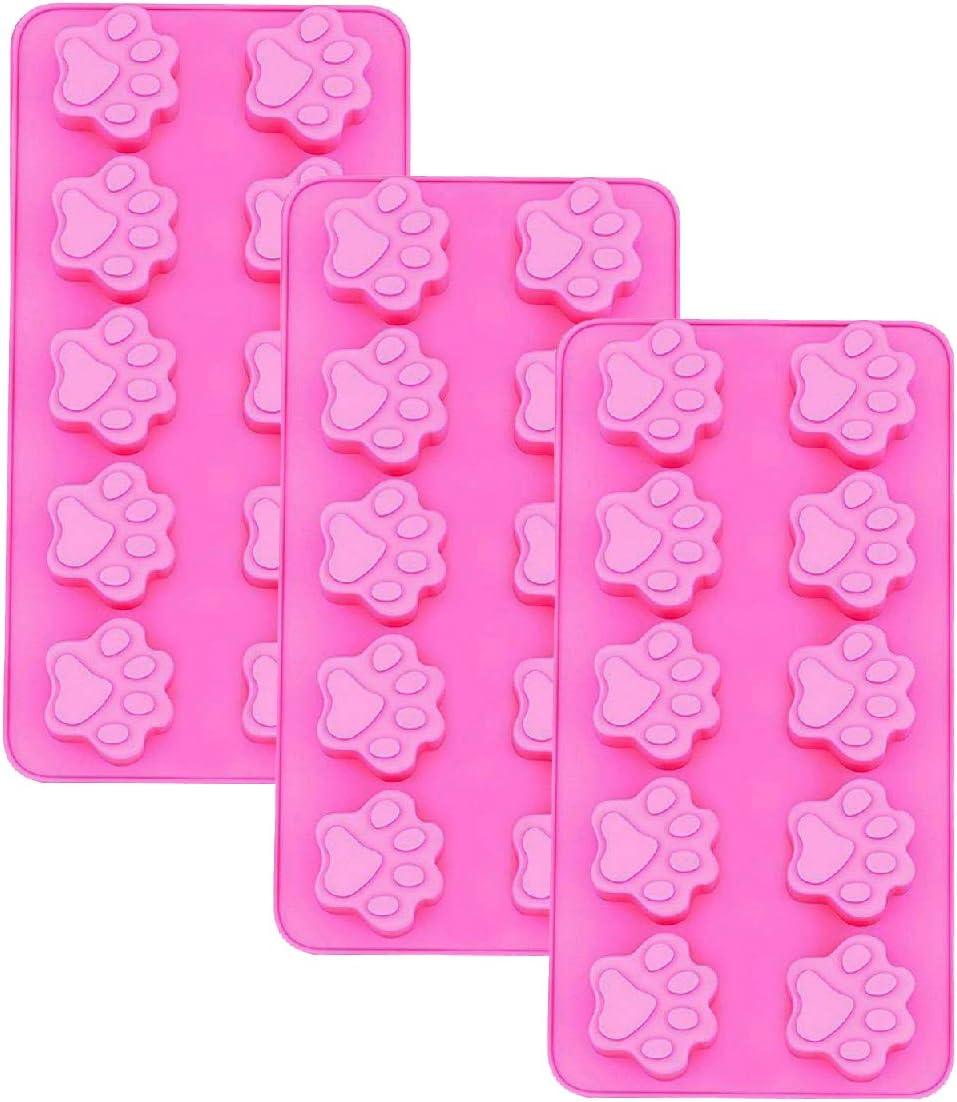 Silicone Mini Paw Flexible Mold Candy Making Mold Dog Puppy Treat Cookie Pet Set of 3