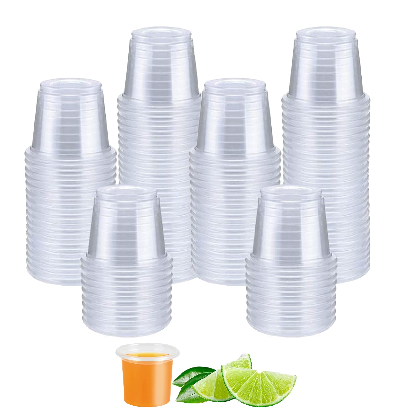 Panexf 200 Pack Plastic Shot Glasses Shot Cups Reusable Glasses 2cl/20ml Mini Shot Glasses Deseret Glass for Parties Festival, Drinking Games, Jelly Cup