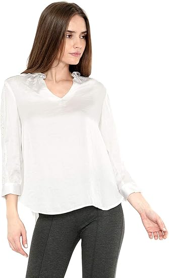 camisa blanca satinada mujer