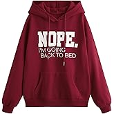 SHENHE Women's Slogan Letter Print Long Sleeve Hooded Sweatshirt Pullover Hoodie Tops