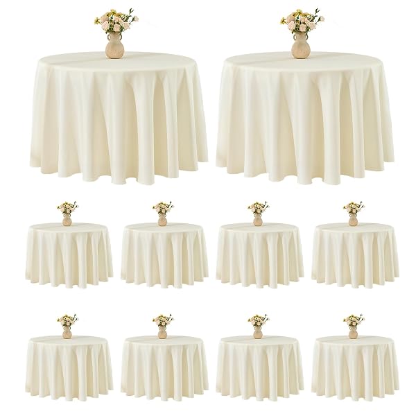 VIDAFETE TABLECLOTH 10 PACK 120INCH ROUND TABLE CLOTH...