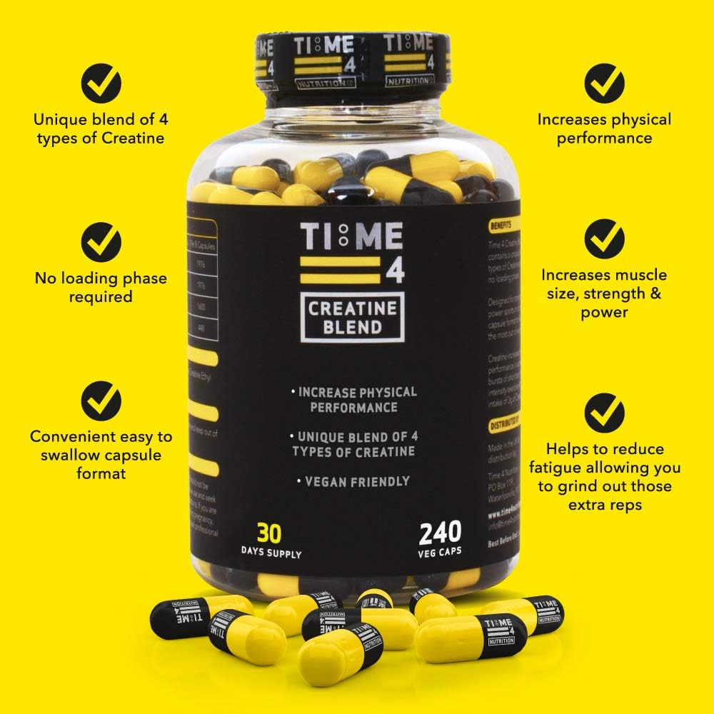 Time 4 Creatine Blend, 240 Creatine Capsules Not Creatine Tablets, 30 Day Supply, Unique Blend of 4 Types of Creatine - Image 5