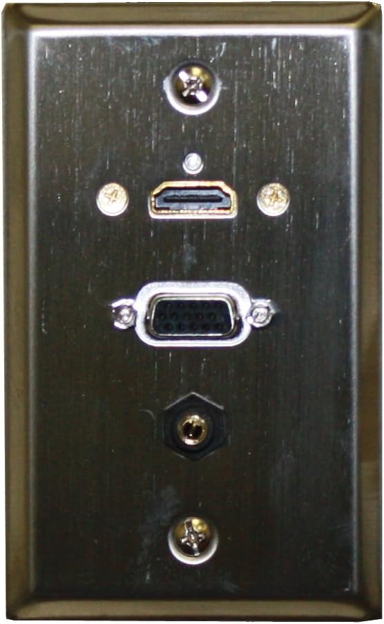 Placa de pared de acero inoxidable w/HDMI, VGA, 3,5 mm: 75 – 642: Amazon.es: Electrónica