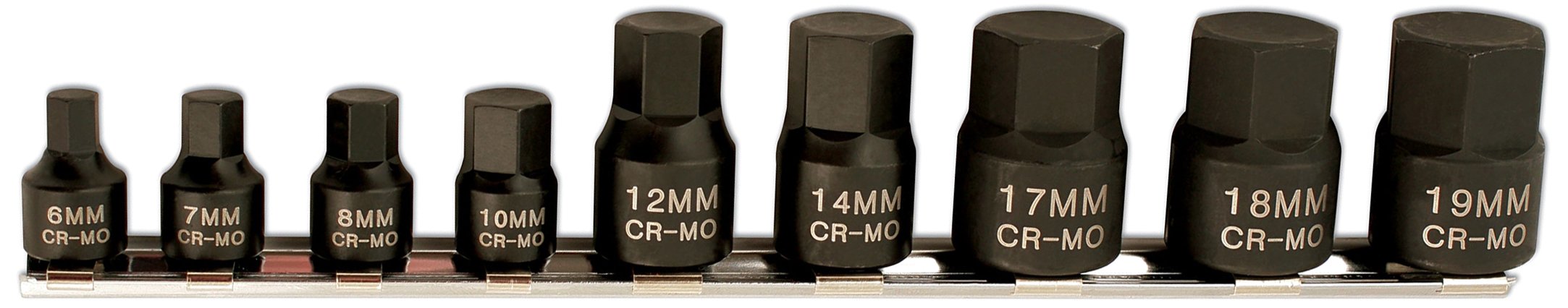 Laser 5665 Low Profile Impact Hex Socket Bit Set 1/4"D, 3/8"D 9pc