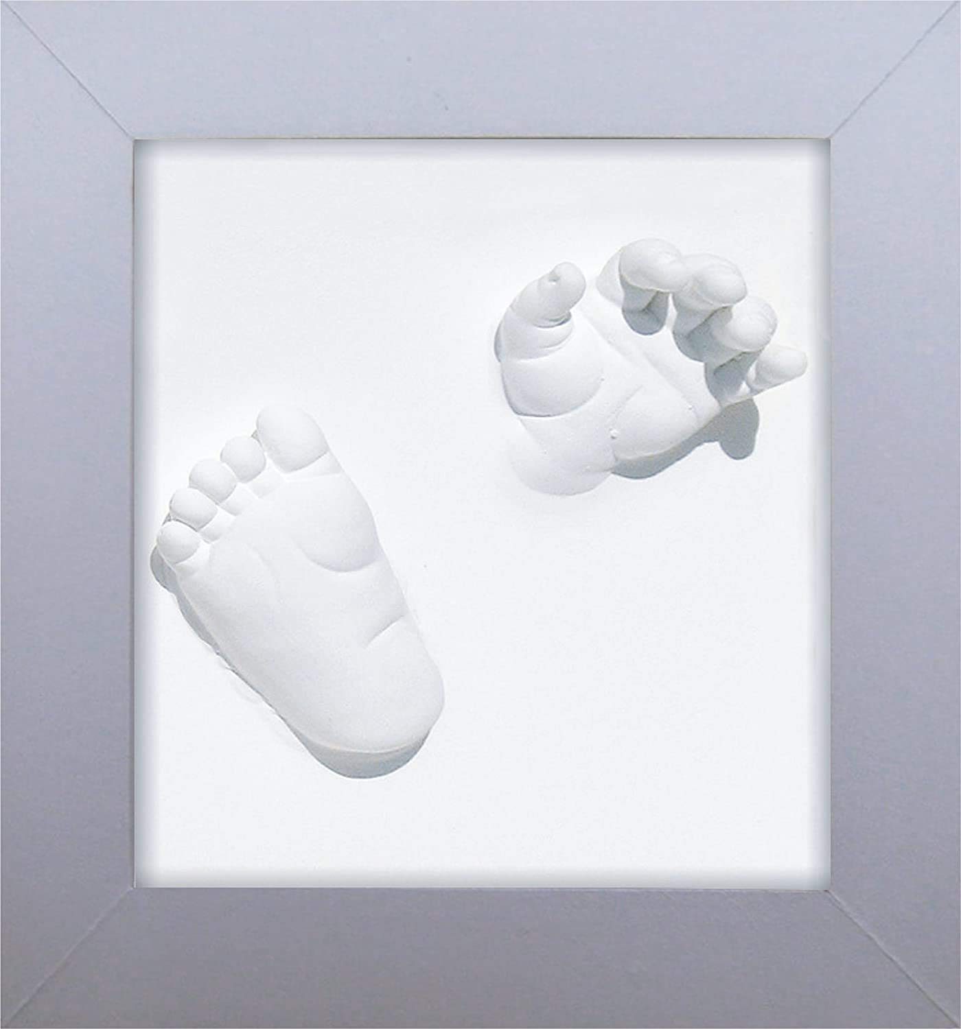 Dooky Happy Hands Deluxe Frame With Non-Toxic, Skin-Firendly Clay for 3D Hand and Foot Impression of Baby, Newborn Keepsake, Memory, Lasting Impressions, 24 x 24 cm Frame, Silver