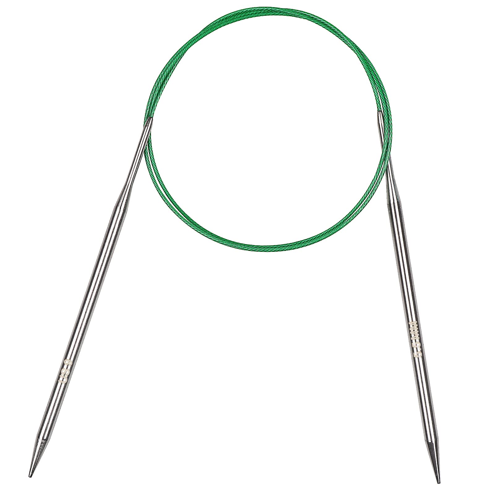 Aeelike 5.5mm Circular Knitting Needles 100cm, Metal Circular Needles with Flexible Cable, Fixed Stainless Steel Knitting Pins, Long Round Knitting Needles for Blankets Large Projects, Size US 9