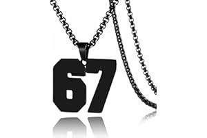 SKQIR Number Necklace for Men Black Baseball Jersey Number Pendant for Boys Athletes Number Chain Pendant for Boys Sport Stainless Steel necklace Stocking Stuffers Christmas New Year Gifts for Men