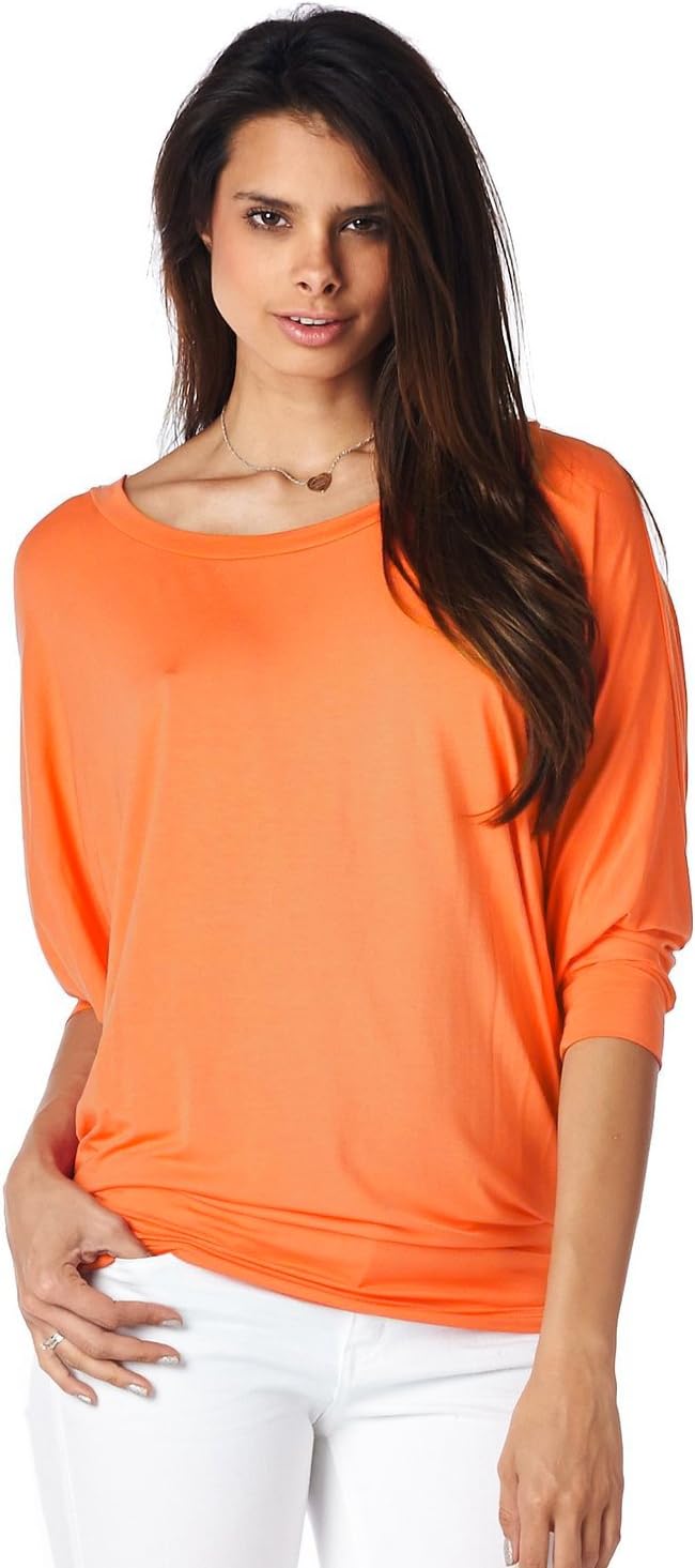 Jubilee Couture Women's Color Dolman 3/4 Sleeve Pullover Tee Shirt Top Blouse