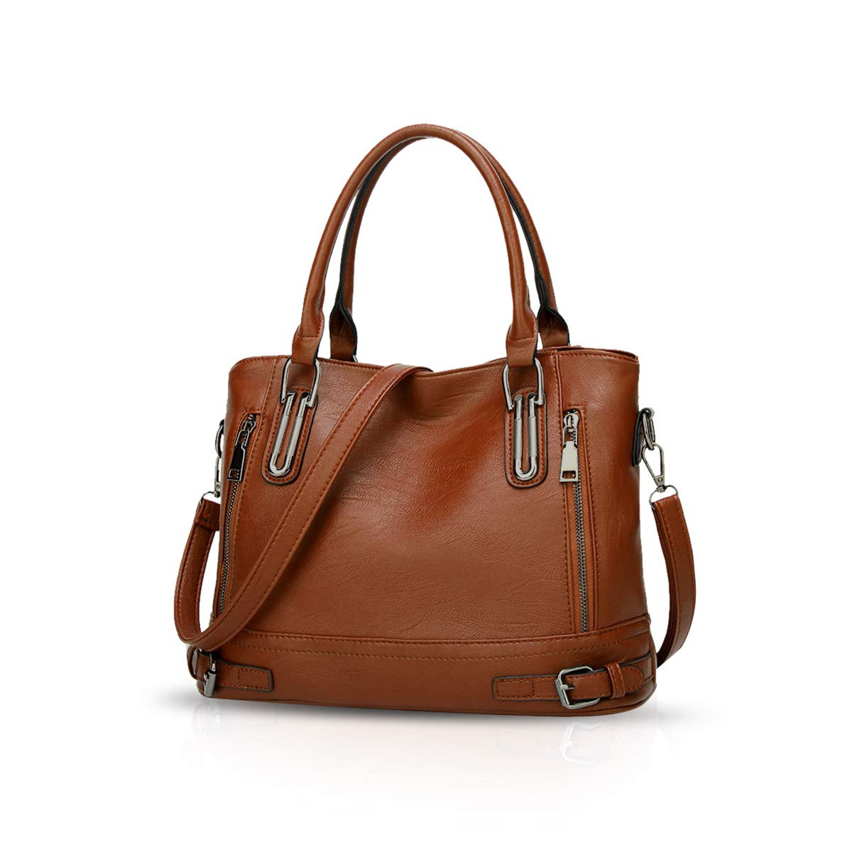 NICOLE & DORIS Women Handbags Top Handle bags PU Leather Shoulder Bag Large Capacity Crossbody Bag Ladies Shopper Elegant Tote Bags Brown