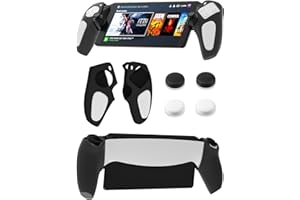 GLDRAM Protective Case for PlayStation Portal Remote Player Grip, Anti-Slip Graininess Silicone Handle Skin Cover with 4 Thumb Caps for PS5 Portal Accessories - Thickened & Anti-Fingerprint - Black