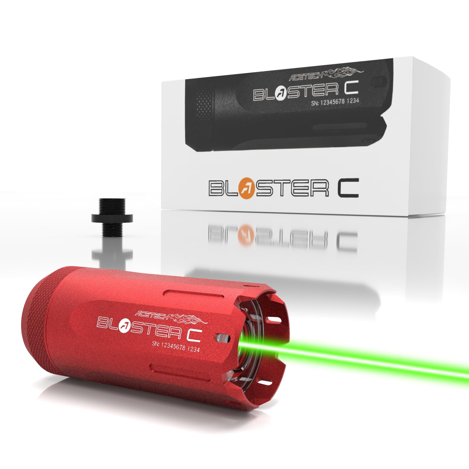 ACETECH Blaster C Tracer Unit 14mm CCW Negative Thread with M14 to M11 Adapter Compatible with Green and Gel BBs LED Beam and Flare Effect (Red)