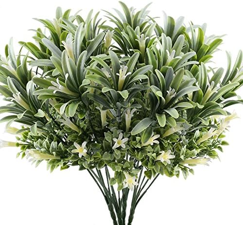 NAHUAA 4PCS Artificial Flowers for Decoration Faux Plants Outdoor Spring Fake Morning Glory Bushes White Faux Plants Bushes Indoor UV Resistant Silk Flowers for Home Kitchen Office Garden Garden Yard
