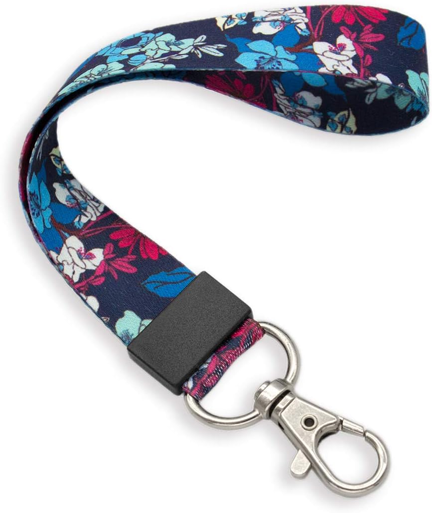 SENLLY Artsy Flowers Fashion Hand Wrist Lanyard Premium Quality Wristlet Strap with Metal Clasp, for Key Chain, Camera, Cell Mobile Phone, Charms, Lightweight Items etc