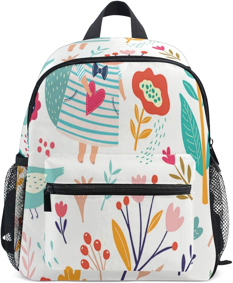 Backpack Cute Kids Backpack Cute Raccoon Flowers Floral
